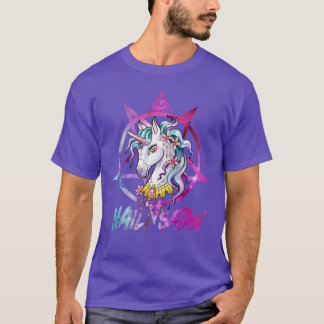 Unicorn Hail Satan Death Metal Rainbow shirt Rave