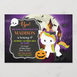 Unicorn Halloween Birthday Invitation