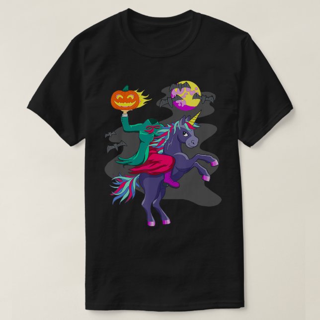 Unicorn Halloween Headless Horseman Pumpkin Head G T-Shirt (Design Front)