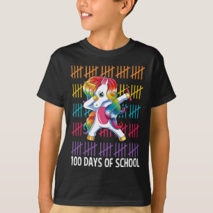 Unicorn Happy 100 Days Of School Girls Kids Gift T-Shirt