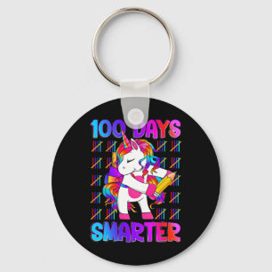 Unicorn Happy 100 Days Of School Smarter Brighter  Key Ring
