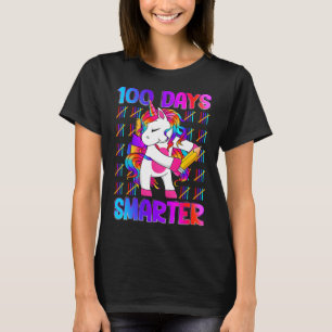 Unicorn Happy 100 Days Of School Smarter Brighter T-Shirt
