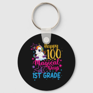 Unicorn Happy 100 Magical Days Of 1st Grade  Key Ring