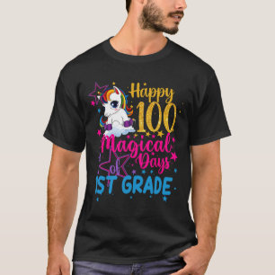 Unicorn Happy 100 Magical Days Of 1st Grade  T-Shirt