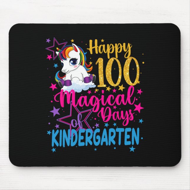 Unicorn Happy 100 Magical Days Of Kinder  Mouse Pad (Front)