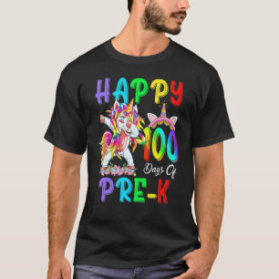 Unicorn Happy 100th Day Of Pre K Teacher Kids T-Shirt