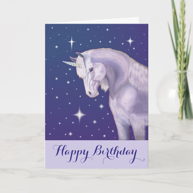 Unicorn happy birthday card (Front)