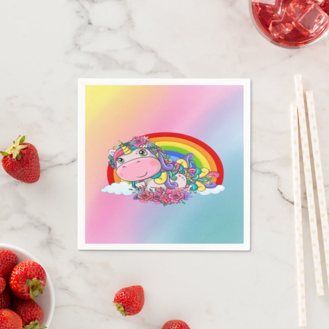 Unicorn happy Birthday Napkins (Insitu)