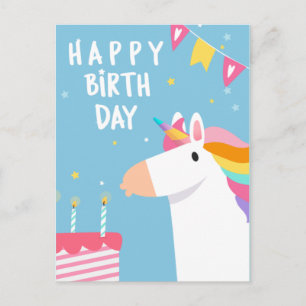 Unicorn Happy Birthday Postcard