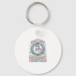 Unicorn Have a Very Unicorn Christmas Bold Typogra Key Ring