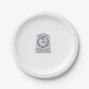 Unicorn Have a Very Unicorn Christmas Bold Typogra Paper Plate