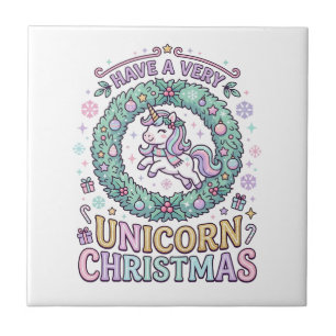 Unicorn Have a Very Unicorn Christmas Bold Typogra Tile