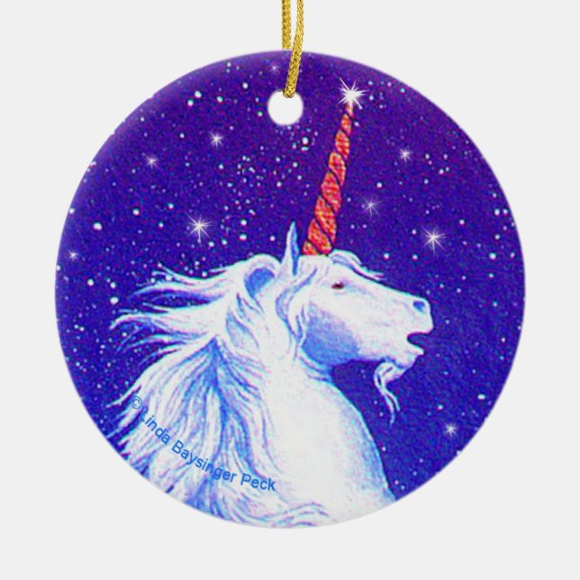 Unicorn Head Ceramic Tree Decoration (Front)
