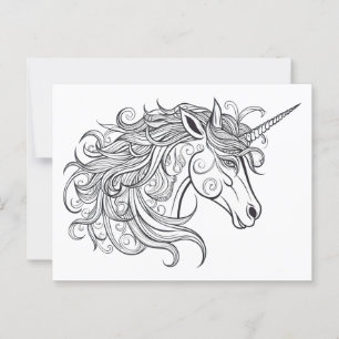  Unicorn Head Drawing  Postcard