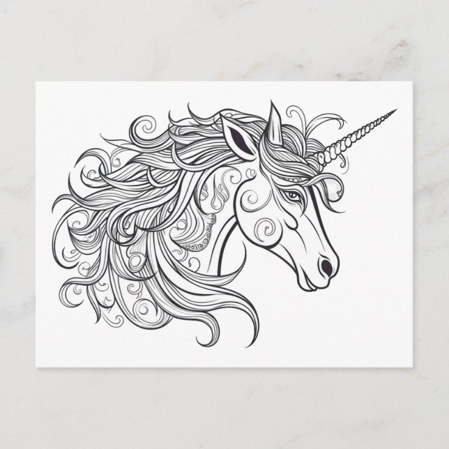 Unicorn Head Drawing  Postcard (Front)