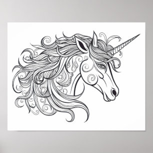  Unicorn Head Drawing  Small Poster