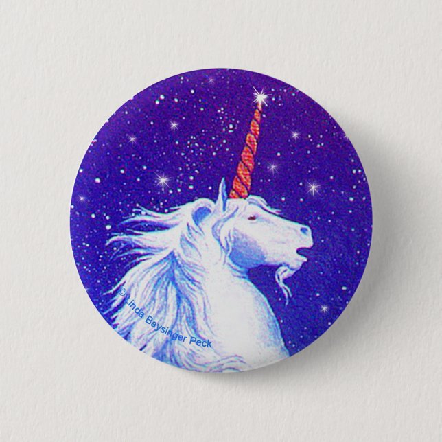 Unicorn Head with Blue 6 Cm Round Badge (Front)