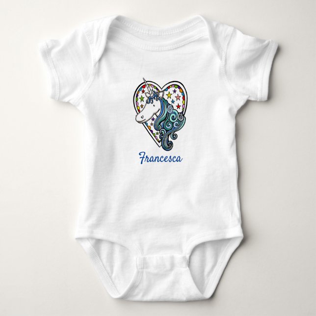 Unicorn Heart T-Shirt Baby Bodysuit (Front)