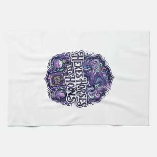 Unicorn Hexes Horses and Horns POD Ready POD Artwo Tea Towel