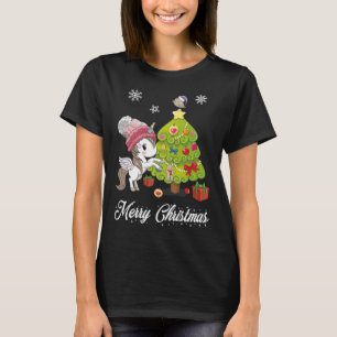 Unicorn Holiday Christmas Bird Tree Xmas Kids T-Shirt