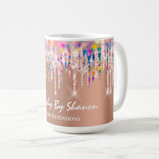 Unicorn Holograph Rainbow Drip Bride Shower Copper Coffee Mug (Front Right)