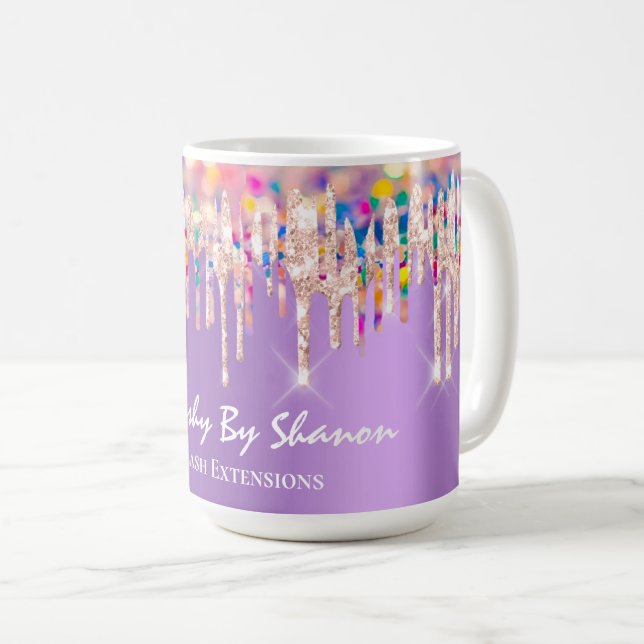 Unicorn Holograph Rainbow Drips Bridal Shower Purp Coffee Mug (Front Right)