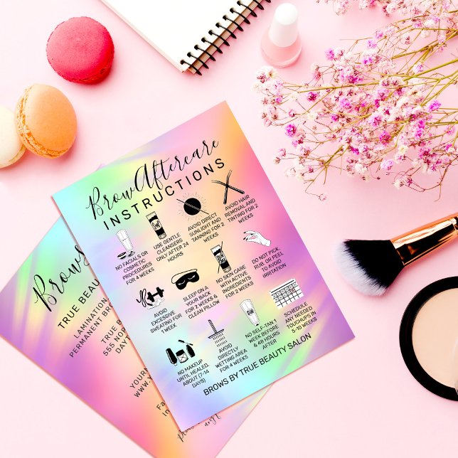 Unicorn Holographic Brows Aftercare Icon Business  Card (Creator Uploaded)