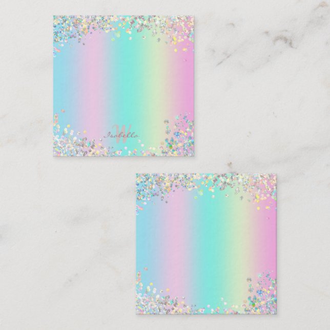 Unicorn Holographic Glitter Card (Front/Back)