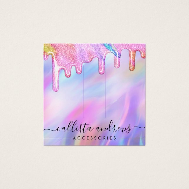 Unicorn Holographic Glitter Drip Hair Clip Display (Front)