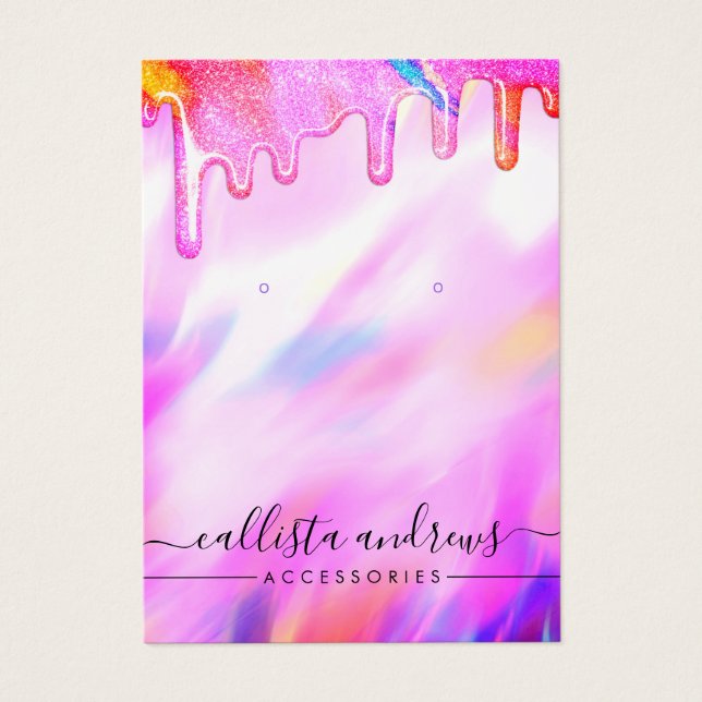 Unicorn Holographic Glitter Drips Earring Display (Front)