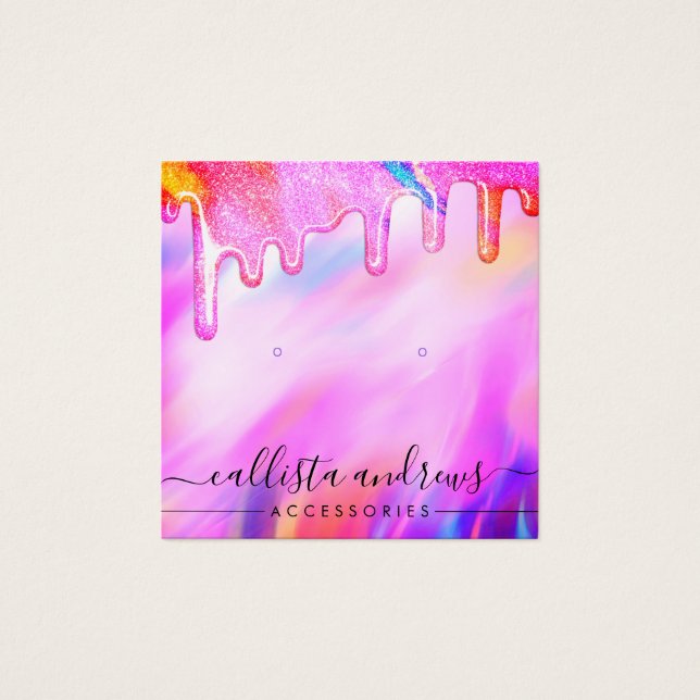 Unicorn Holographic Glitter Drips Earring Display (Front)