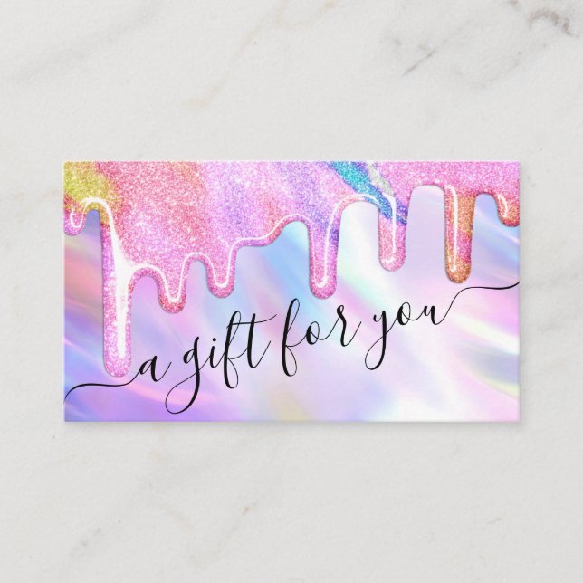 Unicorn Holographic Glitter Drips Gift Certificate (Front)