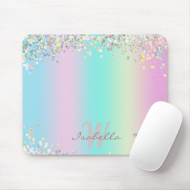 Unicorn Holographic Glitter Mouse Pad (With Mouse)