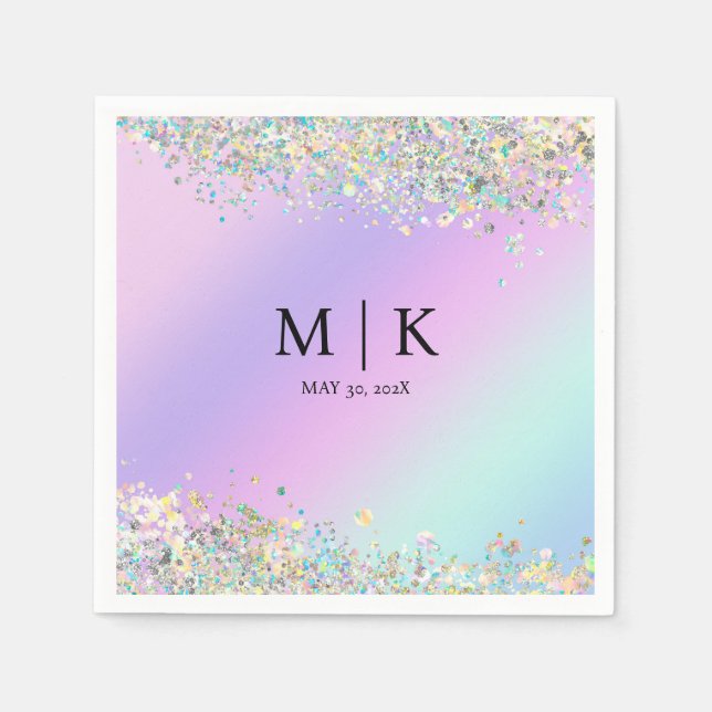 Unicorn holographic glitter napkin (Front)