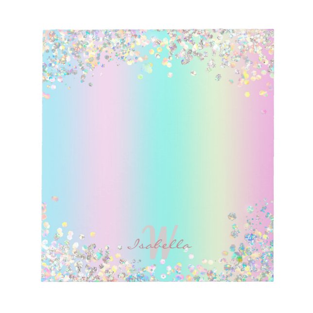 Unicorn Holographic Glitter Notepad (Front)
