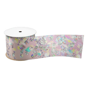 Unicorn Holographic Glitter  Satin Ribbon