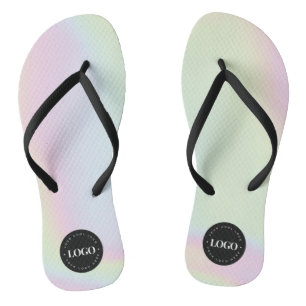 Unicorn Holographic Rainbow Custom Business Logo Jandals