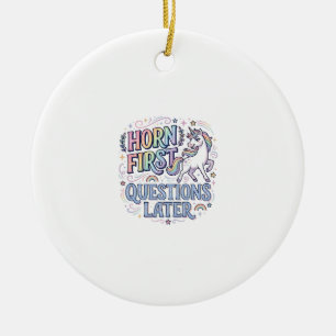 Unicorn Horn First Questions Later Adorable Sticke Ceramic Tree Decoration