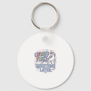 Unicorn Horn First Questions Later Adorable Sticke Key Ring