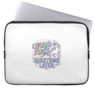 Unicorn Horn First Questions Later Adorable Sticke Laptop Sleeve
