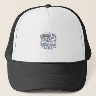 Unicorn Horn First Questions Later Adorable Sticke Trucker Hat