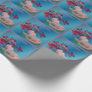 Unicorn Horse Butterflies And Flowers Personalised Wrapping Paper