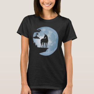 Unicorn Horse in front of Full Moon Silhouette for T-Shirt