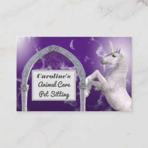 Unicorn Horse Purple Marble Animal Care Business Card