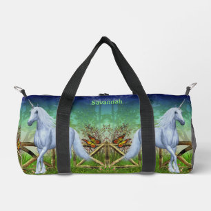 Unicorn Horse Walking Through Gate Personalised Duffle Bag