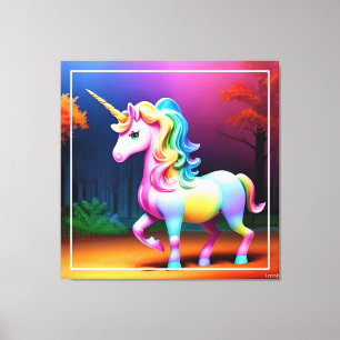 Unicorn Horse with Rainbow Colours  Canvas Print