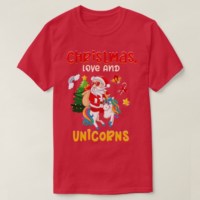 Unicorn Horses Rider Girl Christmas Love Ride 6 T-Shirt (Design Front)