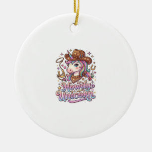Unicorn Howdy Unicorn Gift Idea Sticker and Shirt Ceramic Tree Decoration