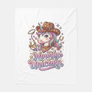 Unicorn Howdy Unicorn Gift Idea Sticker and Shirt  Fleece Blanket