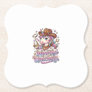 Unicorn Howdy Unicorn Gift Idea Sticker and Shirt  Paper Coaster
